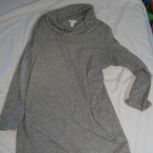 Cozy Gray Maternity Cowl Neck Sweater Dress